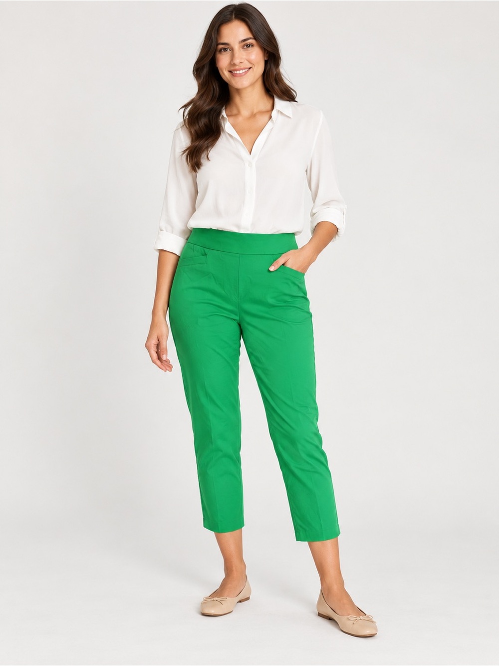 Kim Rogers Tummy Control Green Pants Women’s Size 14